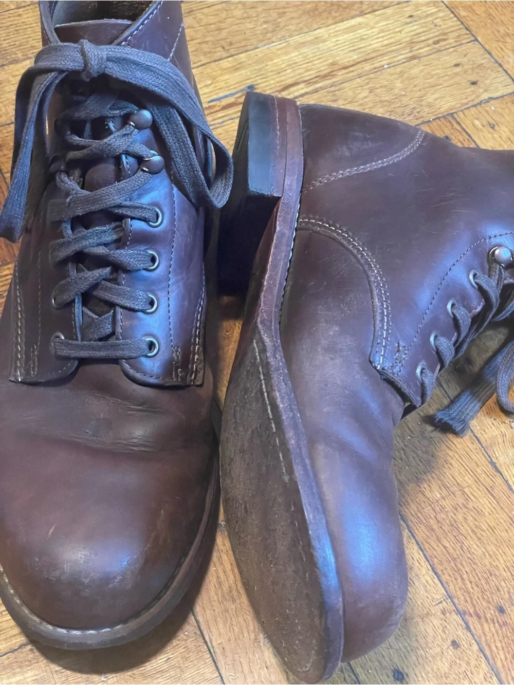 Wolverine 1000 Mile Boots Brown Leather Heritage Lace Up Mens 9.5 Rockford USA